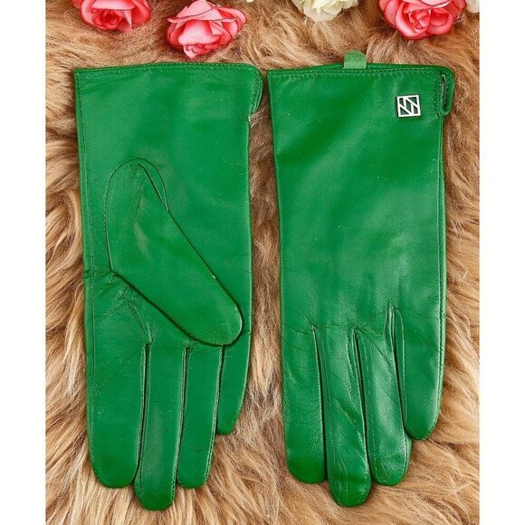 ❤️Women's Green Italian Leather Gloves Lambskin Winter Comfort Gloves - Picture 4 of 9